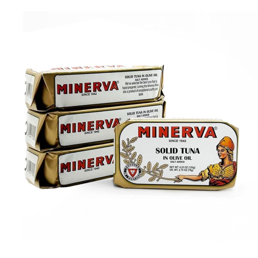Minerva Premium Canned Tuna in Olive Oil with Sea Salt - 4.25 oz Pack of 4